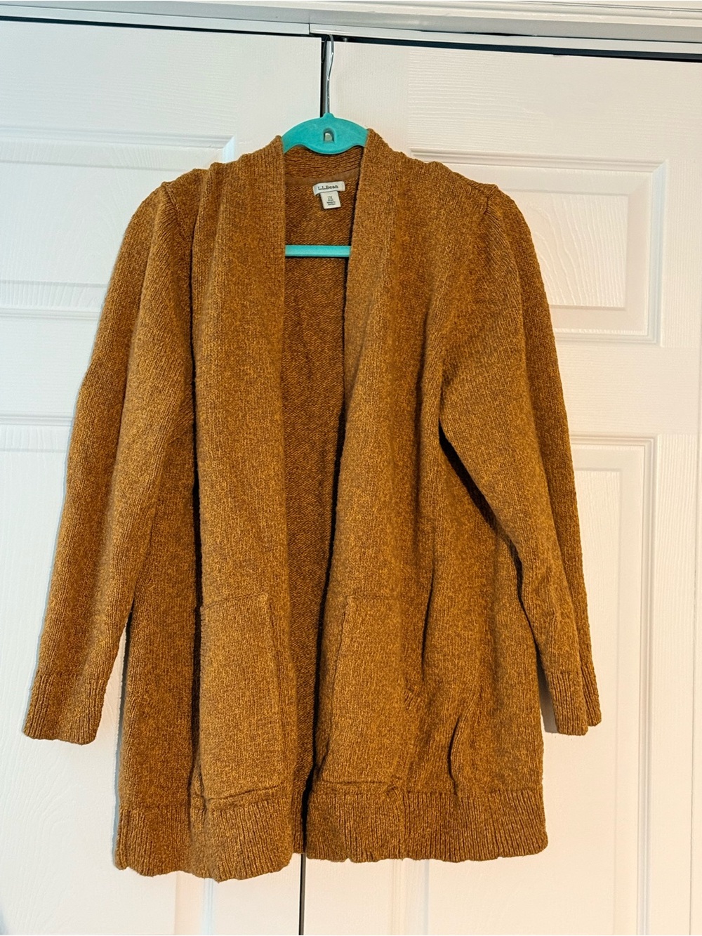 L.L.Bean Plus-Size Knit Cardigan in Rust Brown